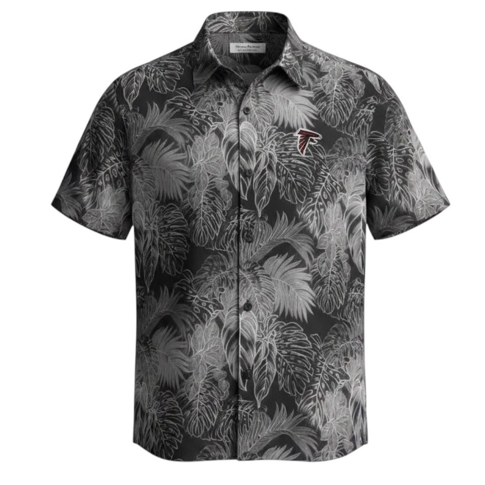 Tommy Bahama Atlanta Falcons Hawaiian IslandZone Shirt NFL Black Floral Small